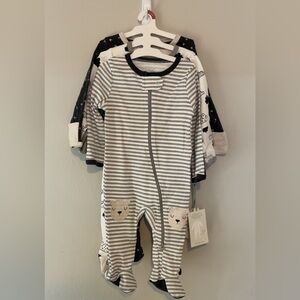 Cloud Island Striped Footie with Bear Patches
